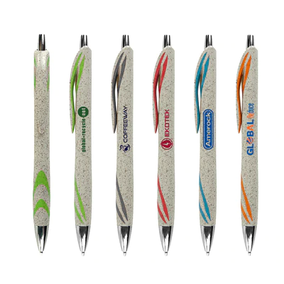 Silver Accent Wheat Straw Ballpoint Pen